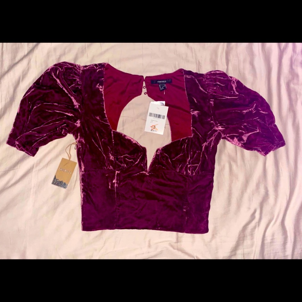Forever21 purple velvet crop top